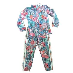 Adidas Flower Power Boho Girls Athletic Matching Set Tracksuit Size 6